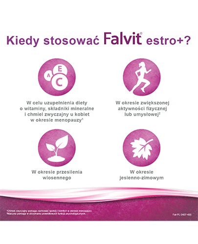 Falvit Estro+ wzbogacony o wyciąg z szyszek chmielu 60 tabletek