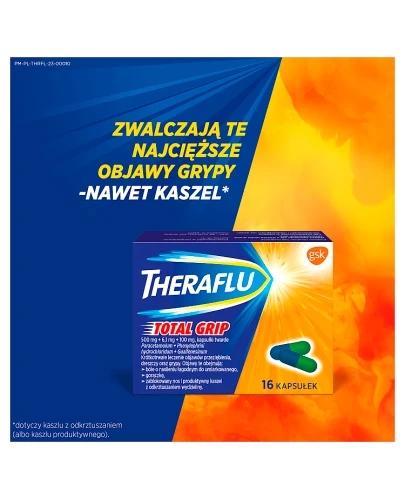 Theraflu Total Grip (500 mg + 6,1 mg + 100 mg) 16 kapsułek