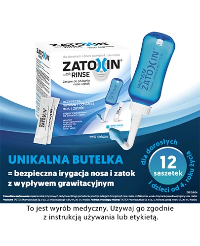 Zatoxin Rinse zestaw podstawowy do płukania nosa i zatok 12 saszetek + irygator