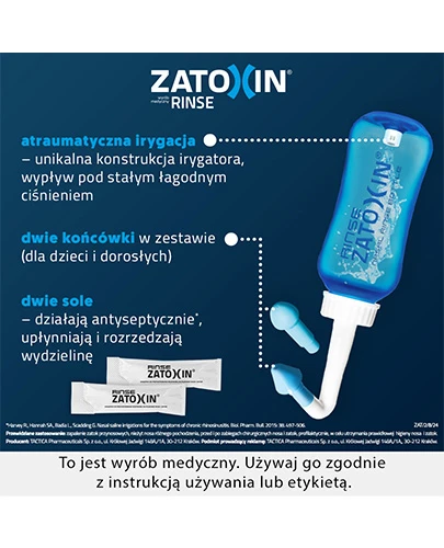 Zatoxin Rinse zestaw podstawowy do płukania nosa i zatok 12 saszetek + irygator