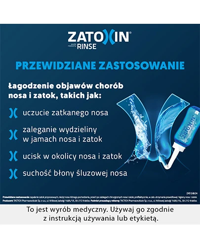 Zatoxin Rinse zestaw podstawowy do płukania nosa i zatok 12 saszetek + irygator