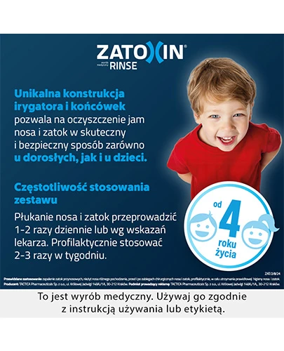 Zatoxin Rinse zestaw podstawowy do płukania nosa i zatok 12 saszetek + irygator