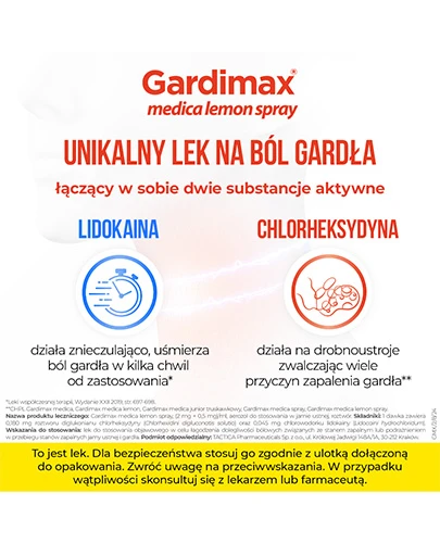 Gardimax Medica Lemon Spray (2 mg + 0,5 mg)/ml aerozol do stosowania w jamie ustnej bez cukru 30 ml