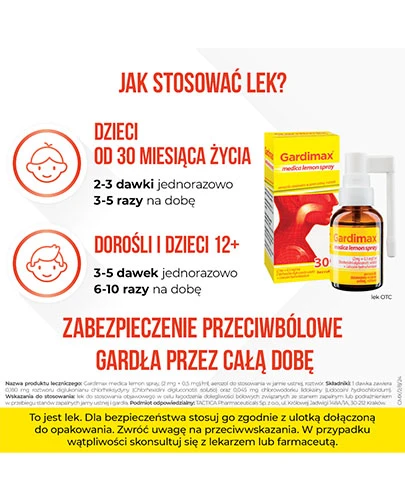 Gardimax Medica Lemon Spray (2 mg + 0,5 mg)/ml aerozol do stosowania w jamie ustnej bez cukru 30 ml