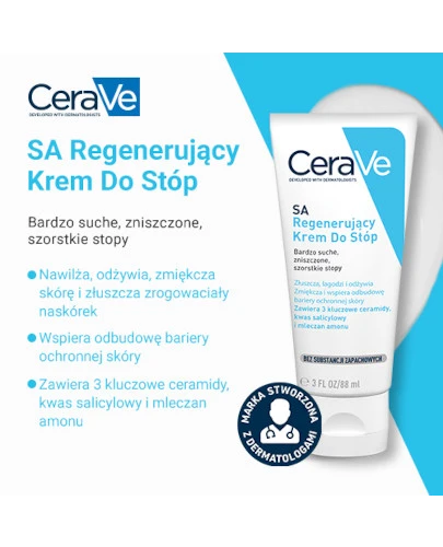 CeraVe SA regenerujący krem do stóp dla skóry bardzo suchej i szorstkiej 88 ml