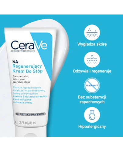 CeraVe SA regenerujący krem do stóp dla skóry bardzo suchej i szorstkiej 88 ml