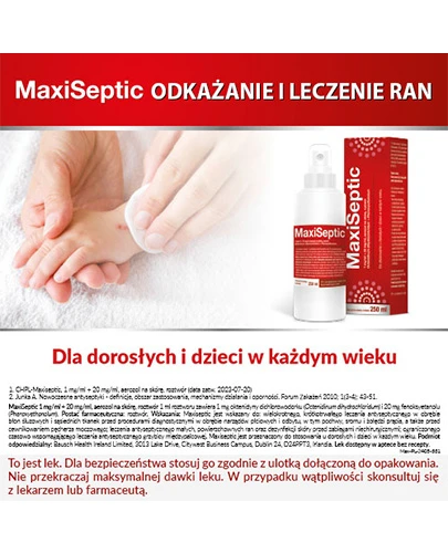 MaxiSeptic (1 mg + 20 mg)/ml aerozol na skórę, roztwór 250 ml