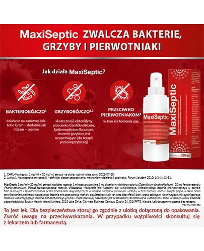 MaxiSeptic (1 mg + 20 mg)/ml aerozol na skórę, roztwór 250 ml