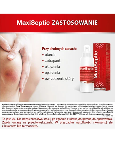 MaxiSeptic (1 mg + 20 mg)/ml aerozol na skórę, roztwór 250 ml