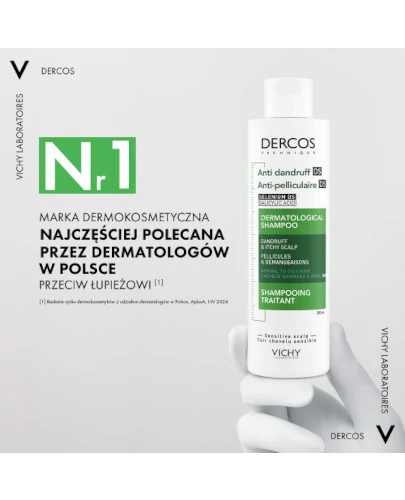 Vichy Dercos szampon przeciwłupieżowy do włosów normalnych i przetłuszczających się 200 ml