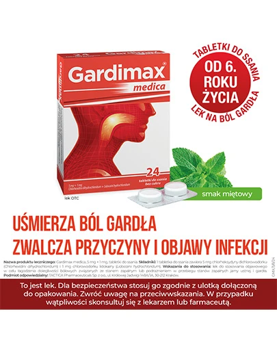 Gardimax Medica 5 mg + 1 mg bez cukru 24 tabletki