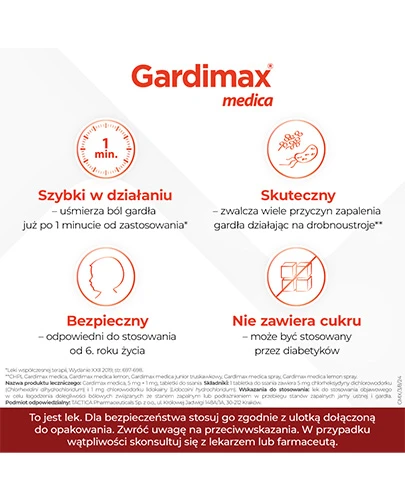 Gardimax Medica 5 mg + 1 mg bez cukru 24 tabletki