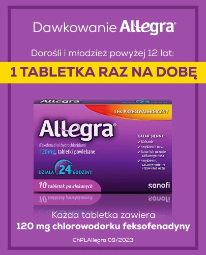 Allegra lek przeciwalergiczny 120 mg 10 tabletek powlekanych 