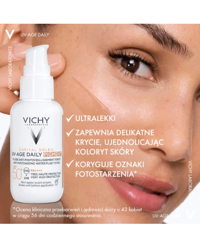 Vichy Capital Soleil UV-AGE Daily Fluid przeciw fotostarzeniu się skóry SPF 50+ koloryzujący 40 ml