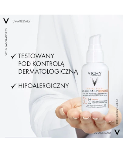 Vichy Capital Soleil UV-AGE Daily Fluid przeciw fotostarzeniu się skóry SPF 50+ koloryzujący 40 ml