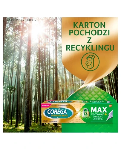 Corega Power Max Mocowanie + Świeżość krem mocujący do protez zębowych o smaku podwójnie miętowym 40 g