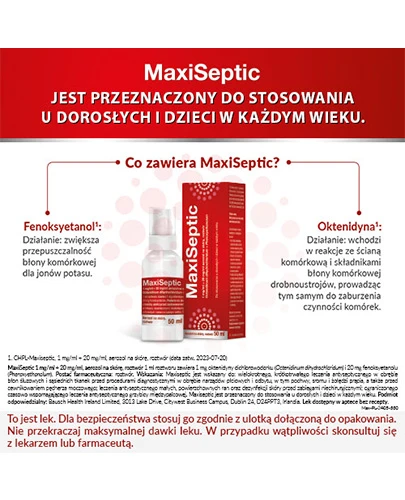 Maxiseptic 1mg/ml + 20mg/ml aerozol na skórę 50 ml