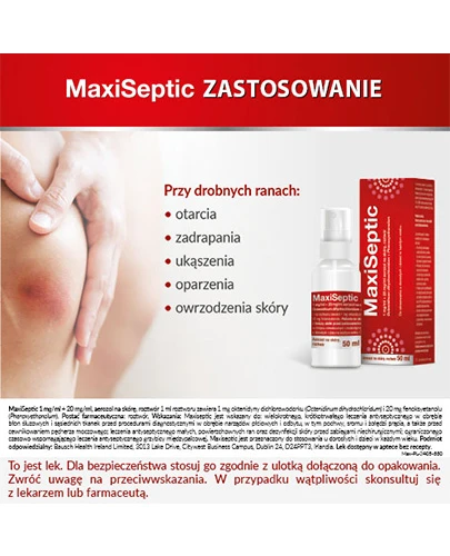 Maxiseptic 1mg/ml + 20mg/ml aerozol na skórę 50 ml