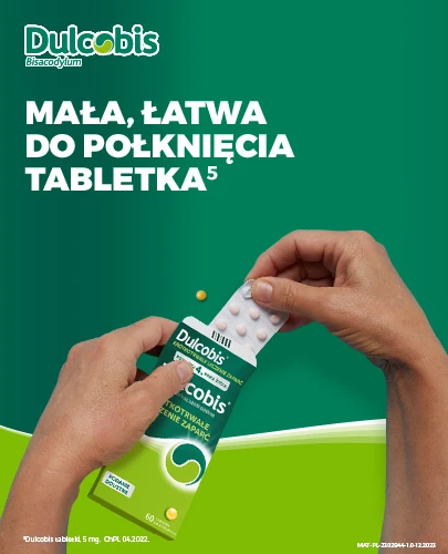 Dulcobis krótkotrwałe leczenie zaparć 5mg 60 tabletek dojelitowych 