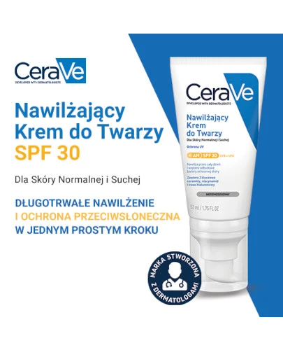 CeraVe nawilżający krem do twarzy dla skóry normalnej i suchej SPF30 52 ml