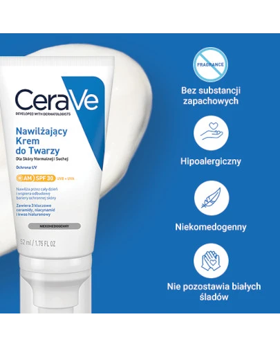 CeraVe nawilżający krem do twarzy dla skóry normalnej i suchej SPF30 52 ml