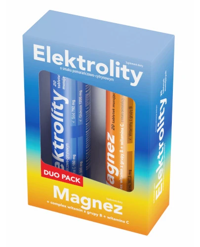 Panawit Duo Pack Elektrolity o smaku pomarańczowo-cytrynowym + Magnez o smaku pomarańczy i mango 20 tabletek musujących + 20 tabletek musujących