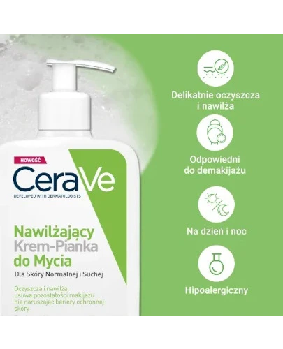 CeraVe nawilżający krem-pianka do mycia dla skóry normalnej i suchej 473 ml