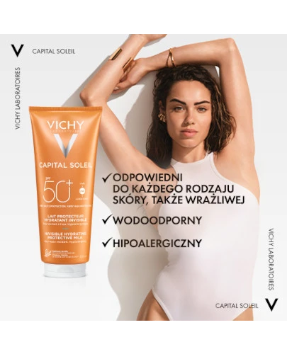 Vichy Capital Soleil ochronne mleczko nawilżające do twarzy i ciała SPF 50+ 300 ml