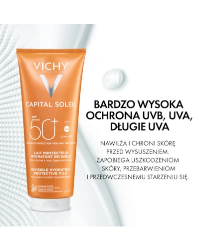 Vichy Capital Soleil ochronne mleczko nawilżające do twarzy i ciała SPF 50+ 300 ml