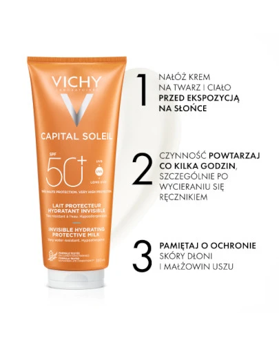 Vichy Capital Soleil ochronne mleczko nawilżające do twarzy i ciała SPF 50+ 300 ml