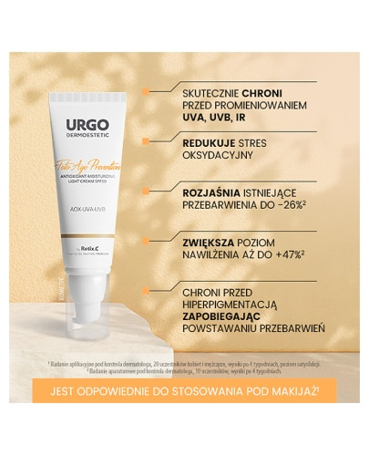 Urgo Dermoestetic Foto Age Prevention antyoksydacyjno-nawilżający lekki krem SPF 50 45 ml