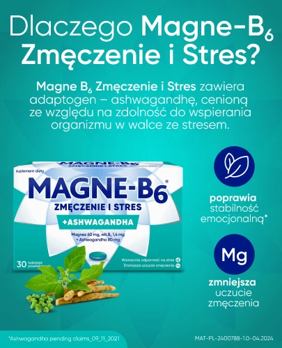 Magne-B6 zmęczenie i stres + Ashwagandha 3 x 30 tabletek [3-PAK]