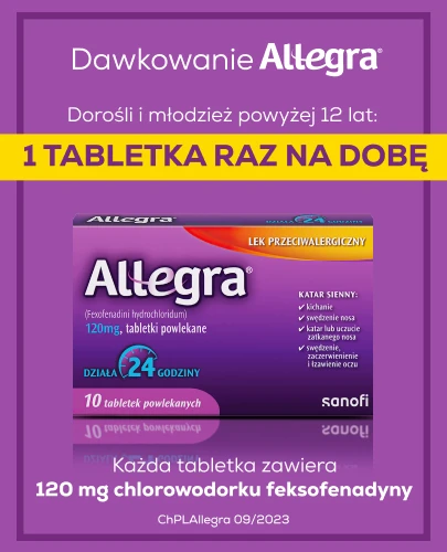 Allegra lek przeciwalergiczny 120 mg 3 x 10 tabletek powlekanych [3-PAK]