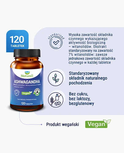 Naturell Ashwagandha 120 tabletek