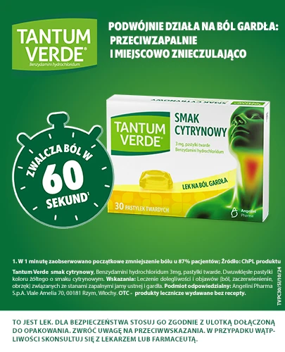 Tantum Verde smak cytrynowy 30 pastylek       