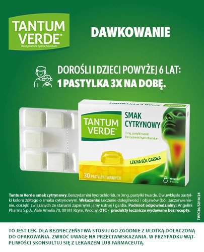 Tantum Verde smak cytrynowy 30 pastylek       