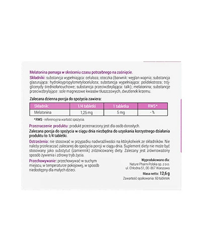 Nature Pharm Melatonina 5 mg  60 tabletek