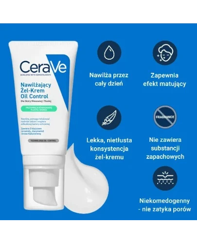 CeraVe Oil Control żel-krem nawilżający dla skóry mieszanej i tłustej 52 ml