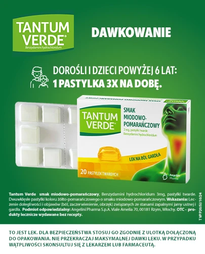 Tantum Verde smak miodowo-pomarańczowy 20 pastylek twardych       