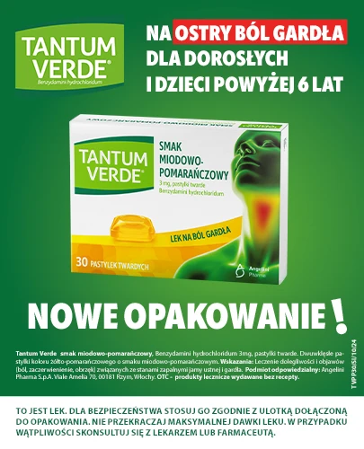 Tantum Verde, smak miodowo-pomarańczowy 3 mg, 30 pastylek twardych