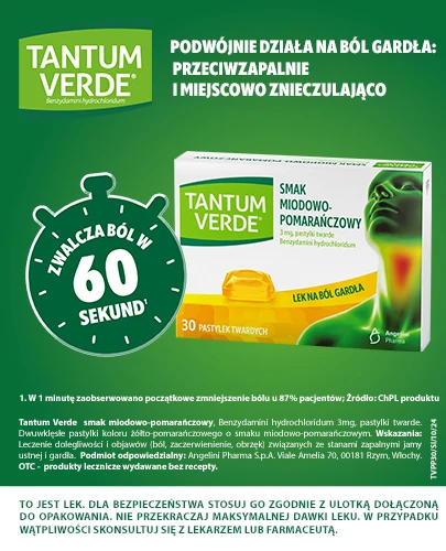 Tantum Verde, smak miodowo-pomarańczowy 3 mg, 30 pastylek twardych