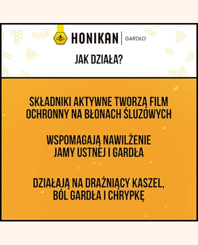 Honikan Gardło, 2-fazowe pastylki do ssania smak cytrynowy, 16 sztuk