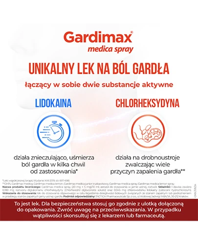 Gardimax Medica Mentol Spray (20 mg + 5 mg)/10ml aerozol do stosowania w jamie ustnej bez cukru 30 ml