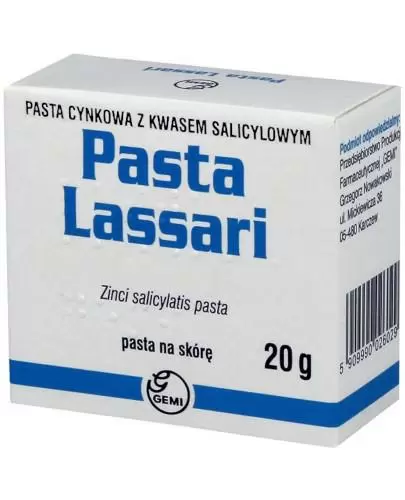 Pasta Lassari pasta cynkowa z kwasem salicylowym 20 g ᐈ Cena, Opinie,  Wskazania, Skład ᐈ Cena, Opinie, Wskazania, Skład